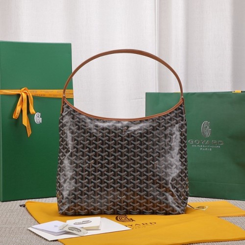Kožená kabelka Goyard Calfskin hobo G9983 hnědá