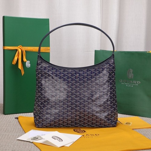 Kožená kabelka Goyard Calfskin hobo G9983 tmavě modrá