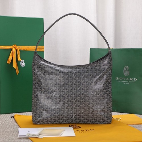 Kožená kabelka Goyard Calfskin hobo G9983 šedá