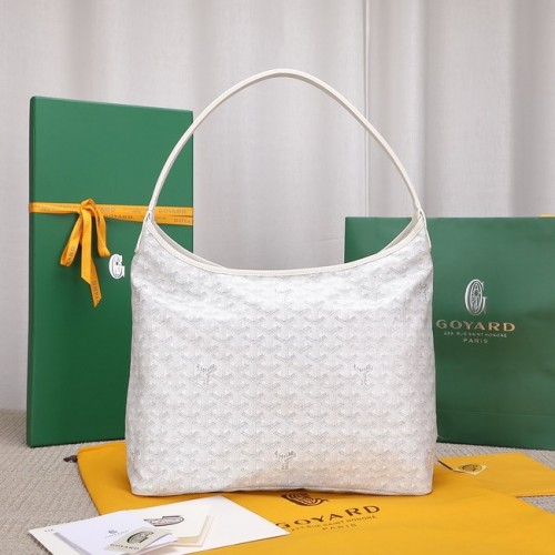 Kožená kabelka Goyard Calfskin hobo G9983 bílá