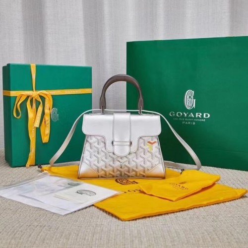 Mini kabelka Goyard Calfskin Saigon z telecí kůže, stříbrná 9955