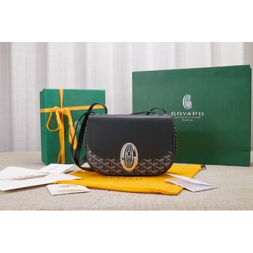 Kožená kabelka přes rameno Goyard Calfskin 9967 černá