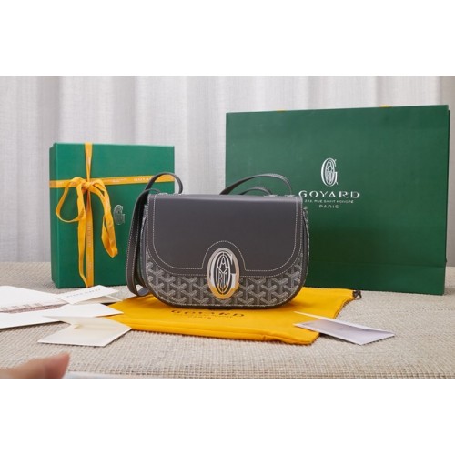 Kožená kabelka přes rameno Goyard Calfskin 9967 šedá
