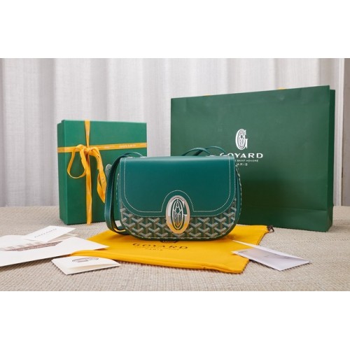 Kožená kabelka přes rameno Goyard Calfskin 9967 zelená