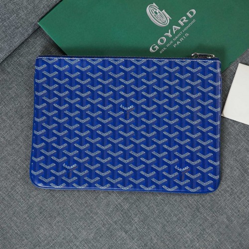 Kožená psací taška Goyard Y Doodling z telecí kůže 5987 modrá