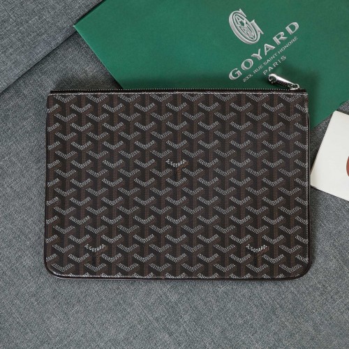 Kožená psací taška Goyard Y Doodling z telecí kůže 5987 šedá