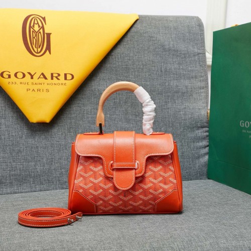 Kožená taška Goyard Y Doodling z telecí kůže 99588 oranžová
