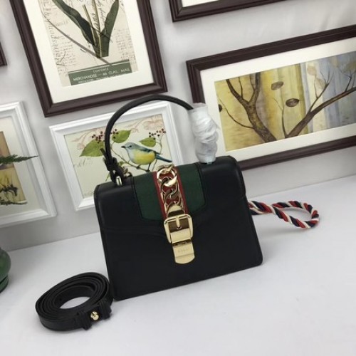 Gucci Sylvie Lather mini kabelka 470270 černá