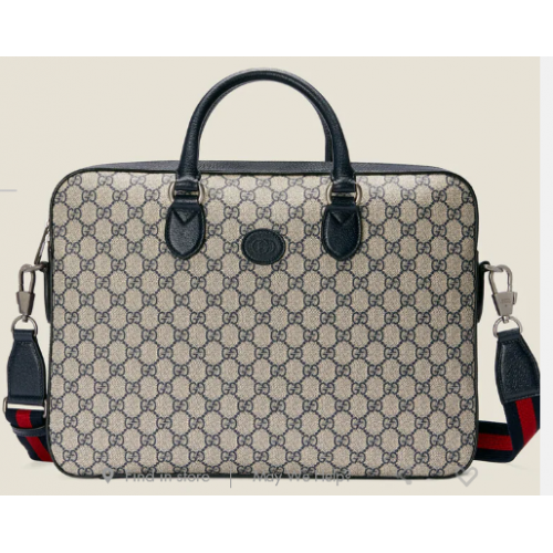 Kufřík Gucci Business s propletením G 674140 modrý