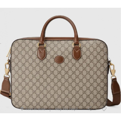 Kufřík Gucci Business s propletením G 674140 Hnědý
