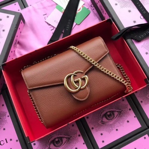 Kožená kabelka přes rameno Gucci Calfskin 401232 Coffee