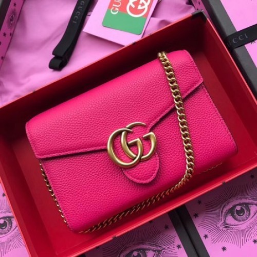 Kožená kabelka přes rameno Gucci Calfskin 401232 Broskvová