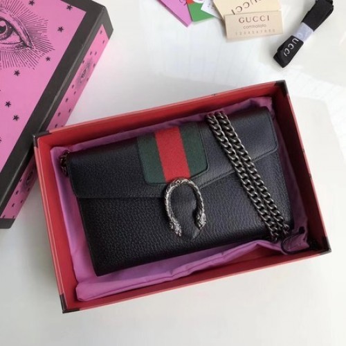 Kožená kabelka přes rameno Gucci Calfskin 481377 černá
