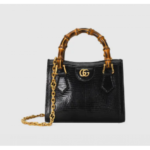 Mini kabelka Gucci Diana s ještěrkou 675800 černá
