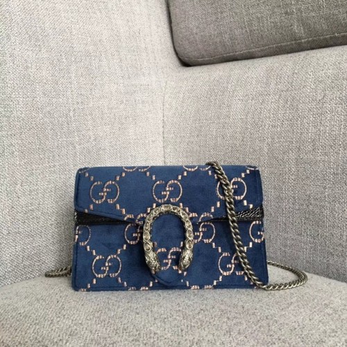 Gucci Dionysus GG sametová super mini kabelka 476432 modrá