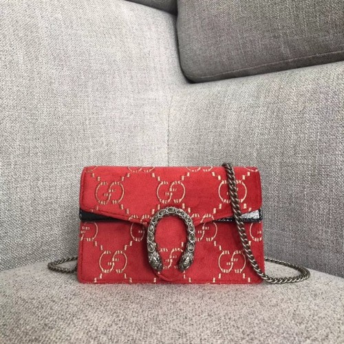 Gucci Dionysus GG sametová super mini kabelka 476432 červená