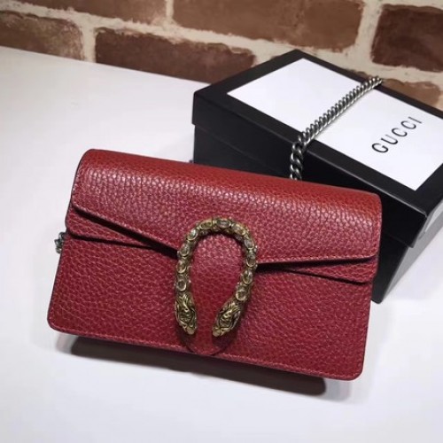 Gucci Dionysus kožená super mini kabelka 476432 červená