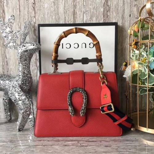 Kožená kabelka Gucci Dionysus s horním uchem 448075 červená