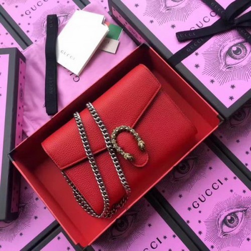 Gucci Dionysus kožená mini kabelka s řetízkem 401231 červená