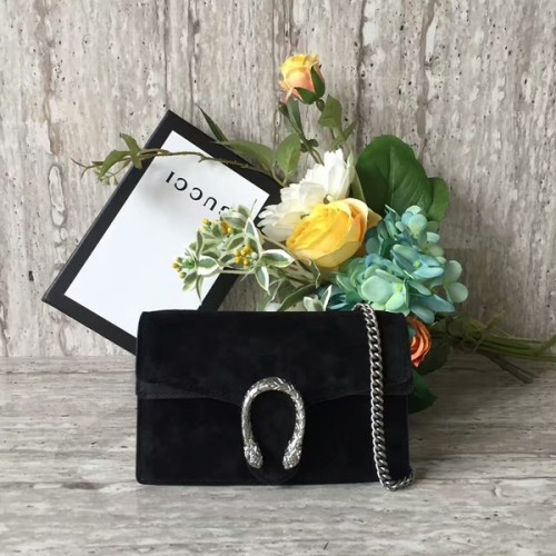 Gucci Dionysus semišová kožená mini kabelka přes rameno 476432C černá