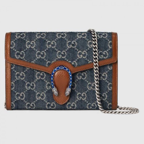 Mini kabelka Gucci Dionysus s řetízkem 401231 tmavě modrá