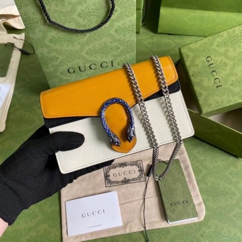 Gucci Dionysus super mini kabelka 476432 Spálená oranžová a bílá