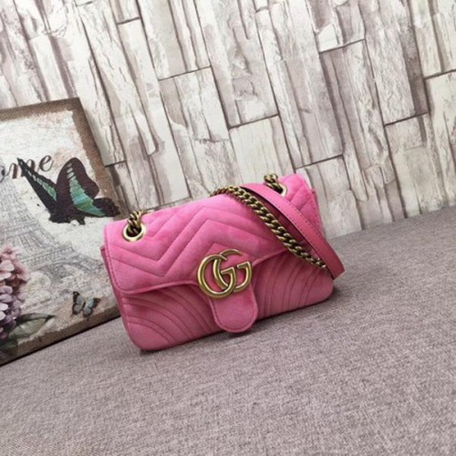 Gucci GG Marmont vyšívaná sametová mini kabelka 446744T růžová