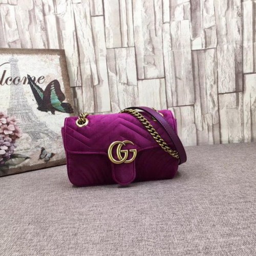 Gucci GG Marmont vyšívaná sametová mini kabelka 446744T fialová
