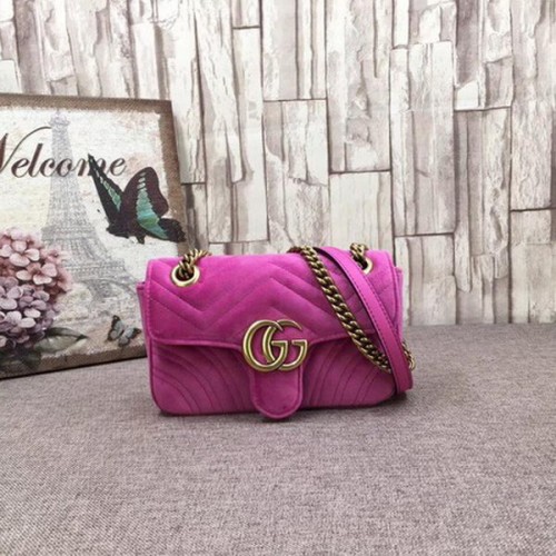 Gucci GG Marmont vyšívaná sametová mini kabelka 446744T růžová