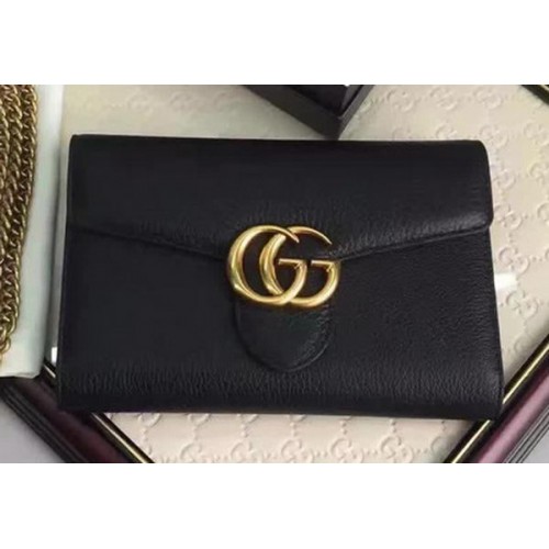 Gucci GG Marmont kožená mini kabelka s řetízkem 401232 černá