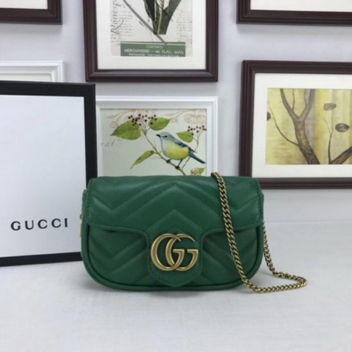 Gucci GG Marmont Matelasse kožená super mini kabelka 476433 zelená