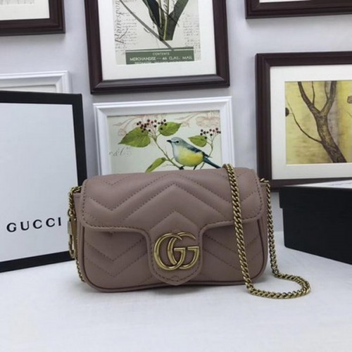 Gucci GG Marmont Matelasse kožená super mini kabelka 476433 růžová