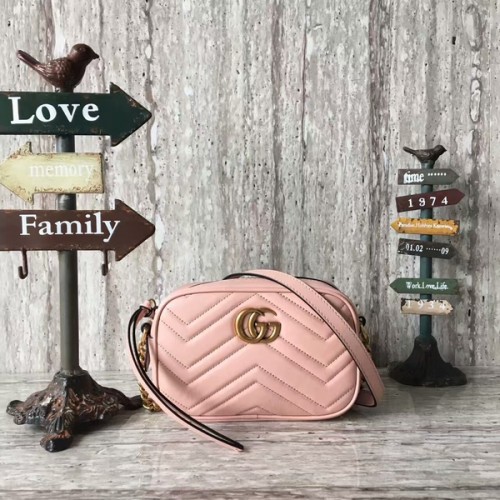Gucci GG Marmont Matelasse mini kabelka přes rameno 448065A růžová
