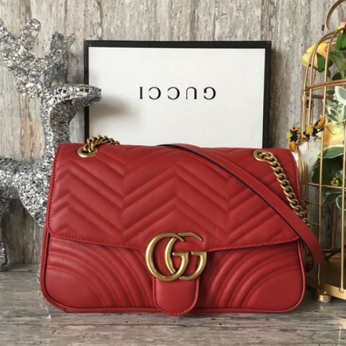 Kabelka přes rameno Gucci GG Marmont Matelasse 443496 červená