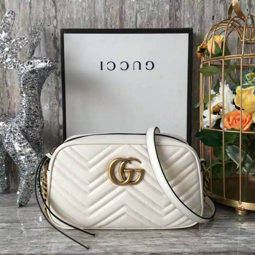 Gucci GG Marmont Matelasse ramenní taška 447632A bílá
