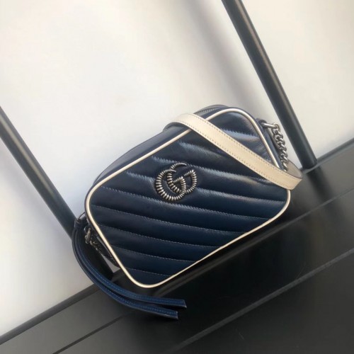 Gucci GG Marmont Matelasse mini kabelka 448065 námořnická modrá