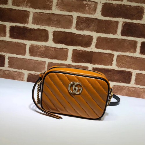 Mini kabelka Gucci GG Marmont Matelasse 448065 hnědá