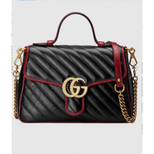 Gucci GG Marmont Mini kabelka s horním uchem 547260 černá a vínová