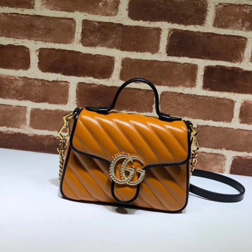 Gucci GG Marmont Mini kabelka s horním uchem 583571 koňaková