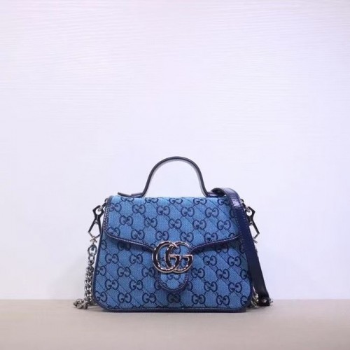 Gucci GG Marmont Multicolor mini kabelka s horním uchem 583571 modrá