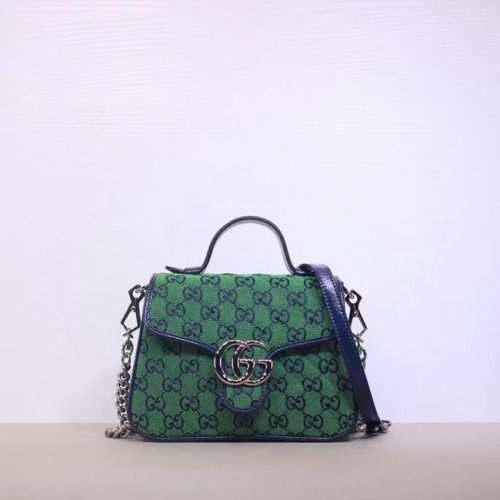 Gucci GG Marmont Multicolor mini kabelka s horním uchem 583571 zelená