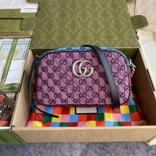 Gucci GG Marmont Multicolor malá kabelka přes rameno 447632 Zelená, žlutá a červenopásková