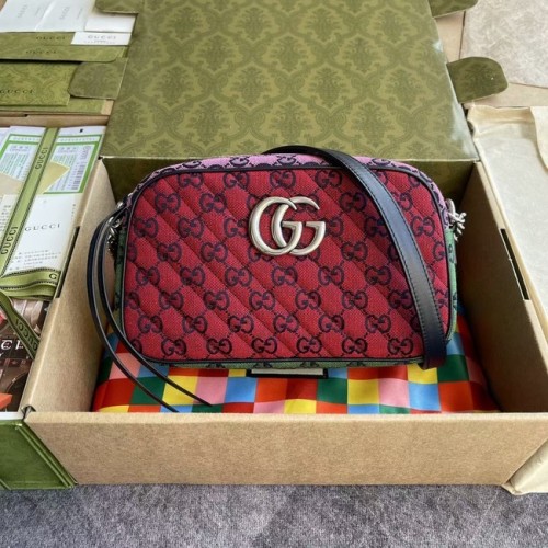 Gucci GG Marmont Multicolor malá kabelka přes rameno 447632 červená, žlutá a zelená, prášková