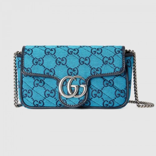 Gucci GG Marmont Multicolor super mini kabelka 476433 světle modrá