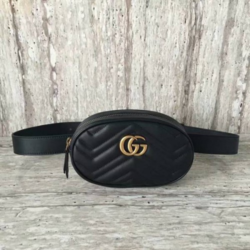 Prošívaná kožená kabelka Gucci GG Marmont 476434 Černá