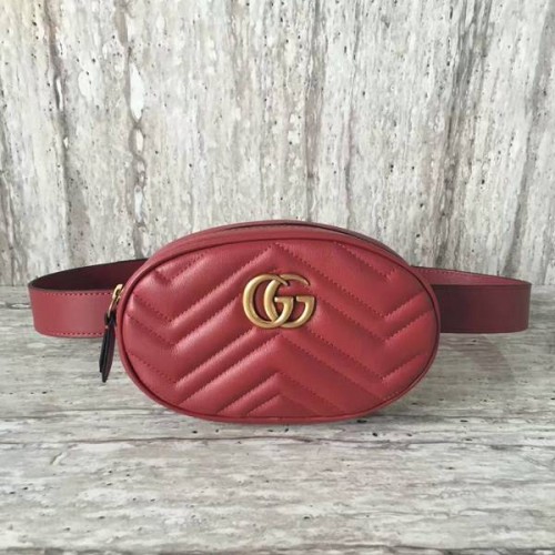 Gucci GG Marmont prošívaná kožená kabelka 476434 červená