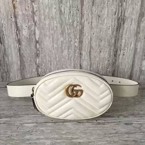 Gucci GG Marmont prošívaná kožená kabelka 476434 bílá