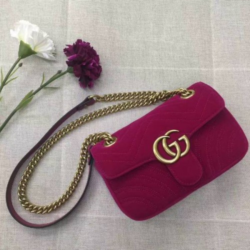 Gucci GG Marmont Semišová kožená mini kabelka přes rameno 446744 vínová
