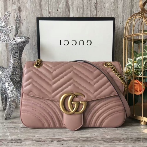 Gucci GG Marmont sametová ramenní taška 443496A světle růžová