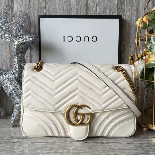 Gucci GG Marmont sametová ramenní taška 443496A bílá